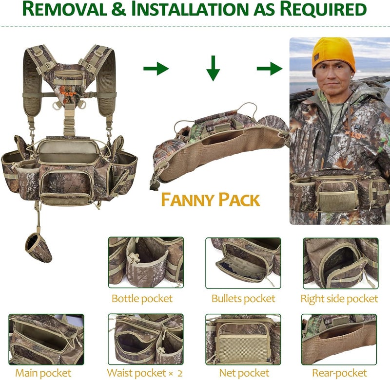 NEW VIEW Hunting Fanny Waist Pack for Men, Camo Waist Pack for Hunter, Fanny Hunting Backpack with Rifle & Bow Holder - Image 3